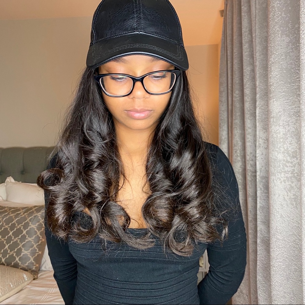Black Faux Leather Cap